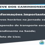 COMUNICADO IMPORTANTE – GREVE DOS CAMINHONEIROS