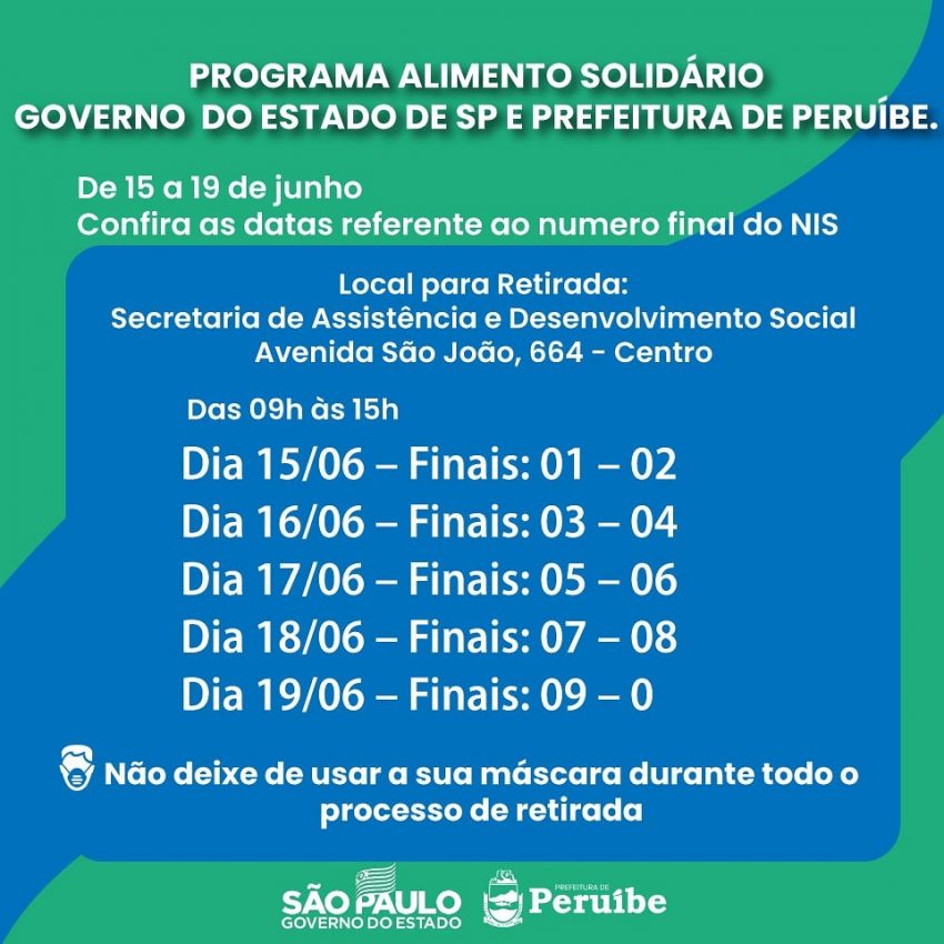 Agenda de entrega das cestas básicas
