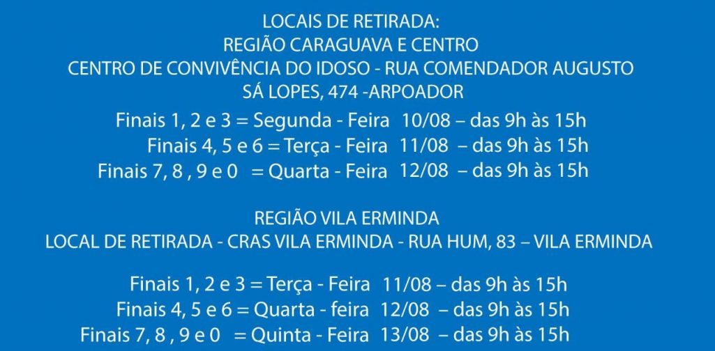 Confira lista de beneficiários e locais para retirada das cestas básicas