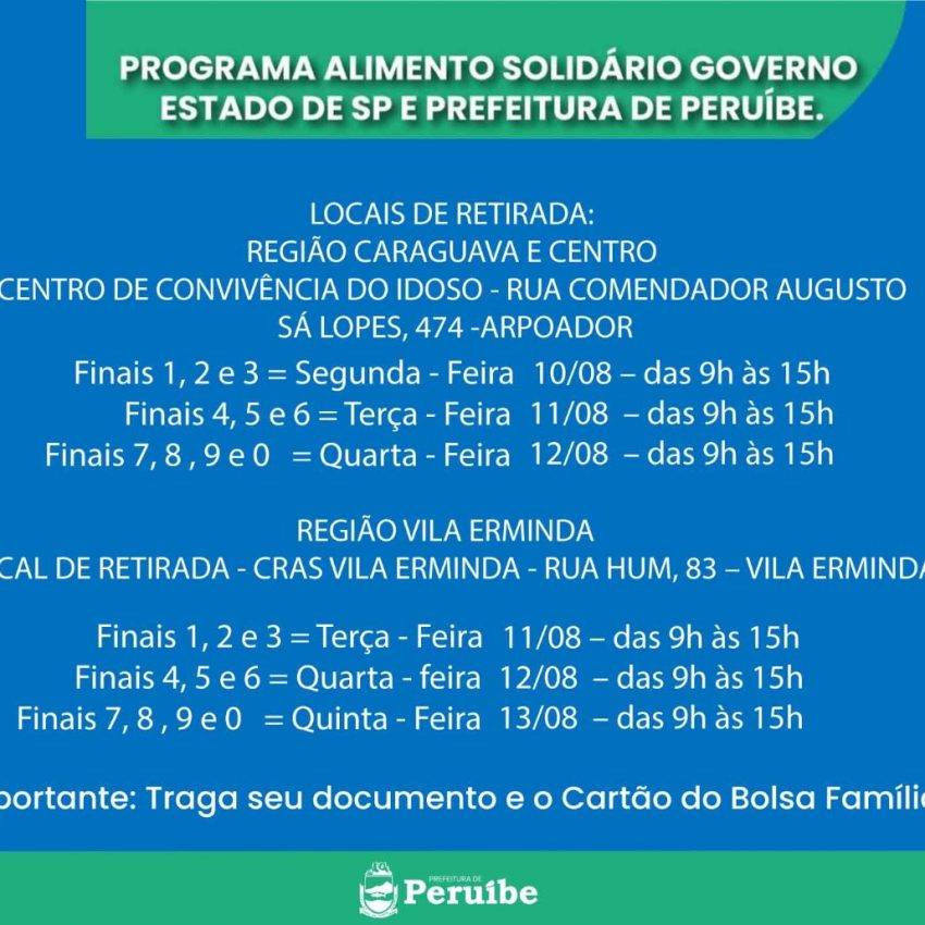 Confira lista de beneficiários e locais para retirada das cestas básicas