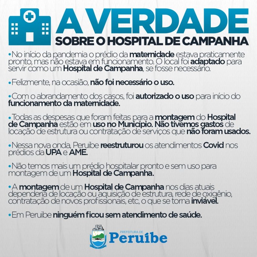 A VERDADE SOBRE O HOSPITAL DE CAMPANHA