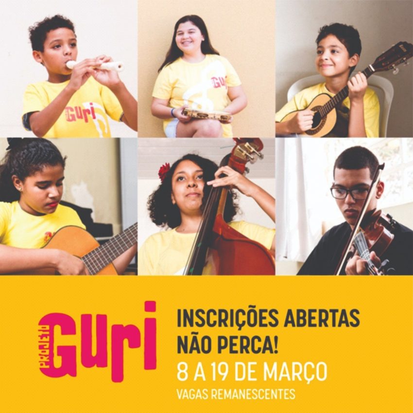 INSCRIÇÕES ABERTAS PARA VAGAS REMANESCENTES DO PROJETO GURI