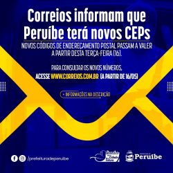 A faixa de CEP de Peruíbe será alterada para novos códigos