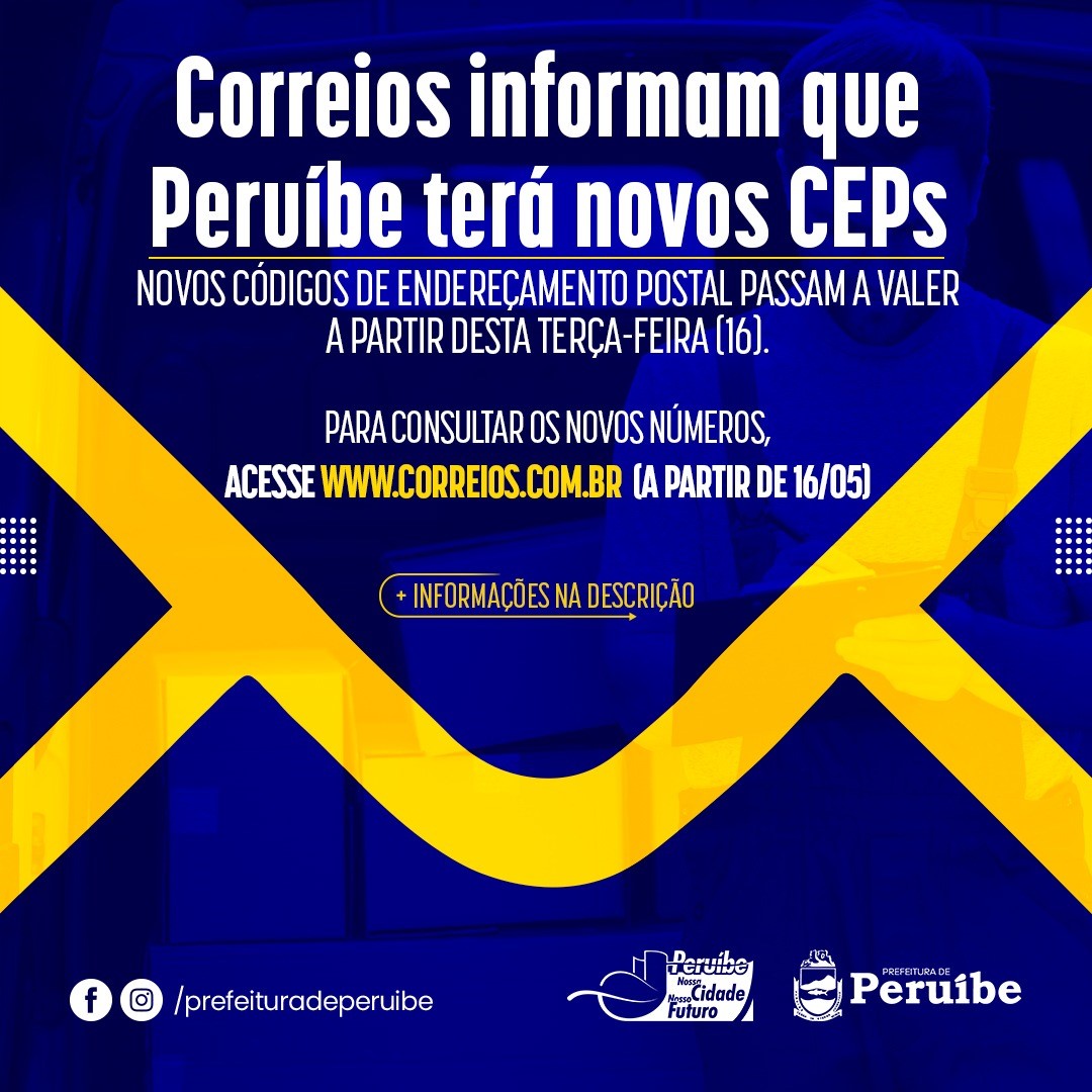 A faixa de CEP de Peruíbe será alterada para novos códigos
