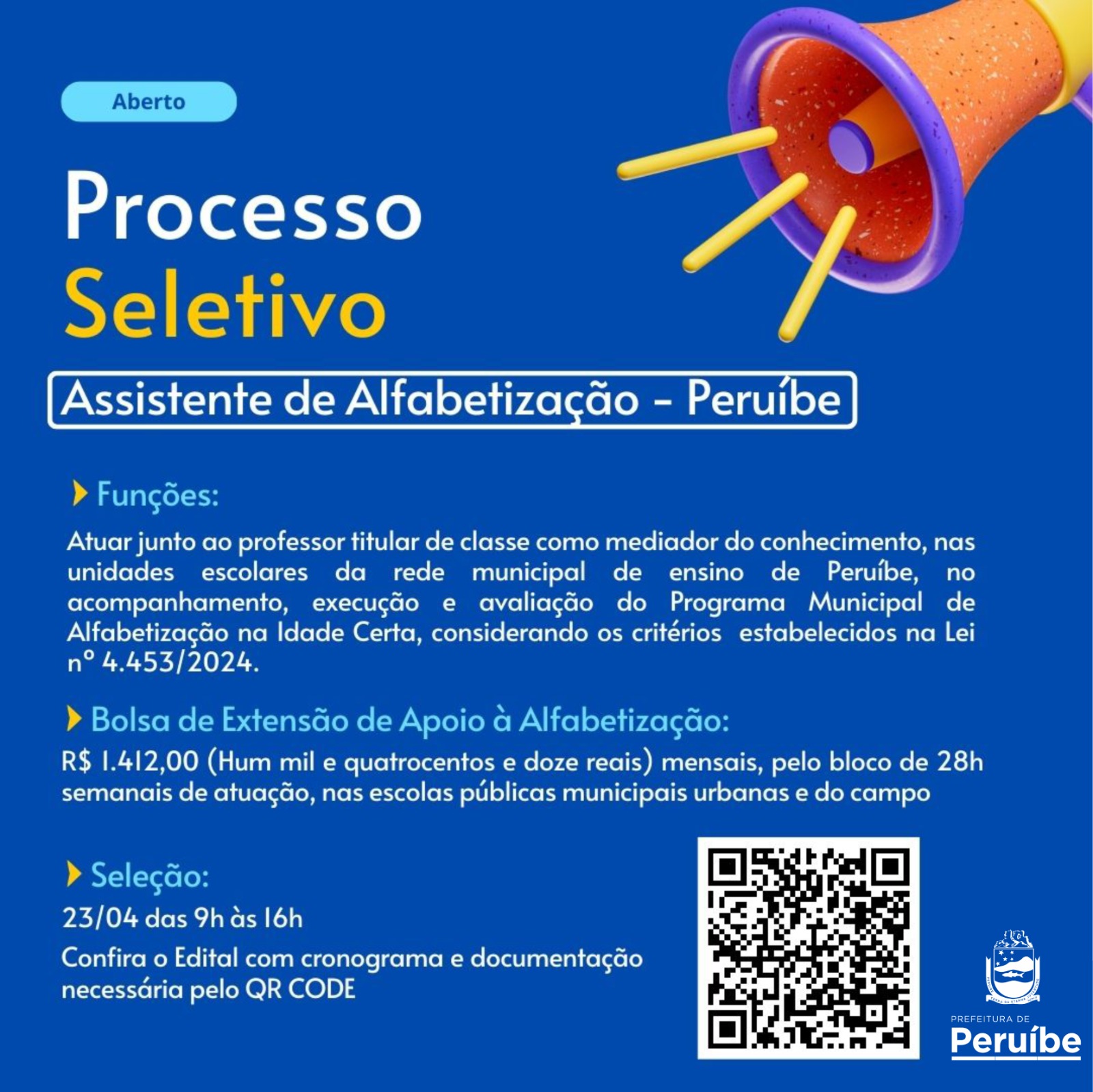 EDITAL DO PROCESSO SELETIVO – ASSISTENTE DE ALFABETIZAÇÃO